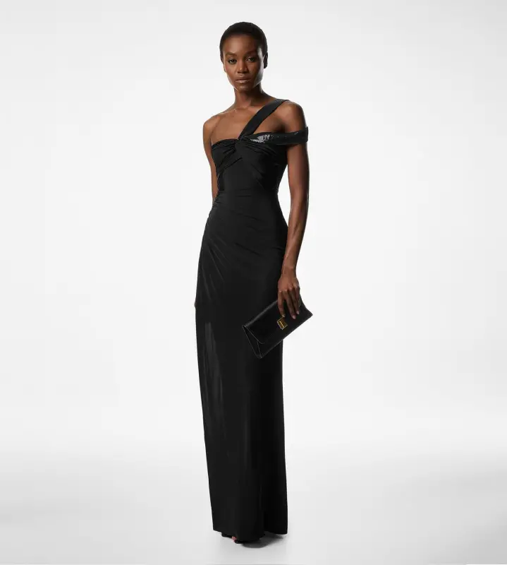 ONE SHOULDER TWIST FRONT EVENING DRESS BLACK online